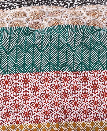 Lush Décor - Bohemian Stripe Comforter Turquoise/Orange 7Pc Set King