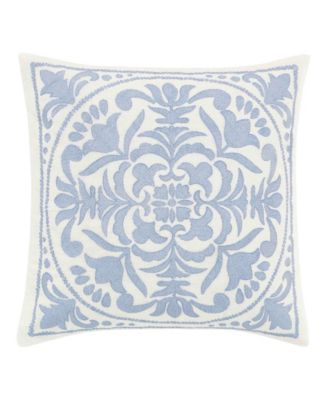 Macy's - Mila Blue Embroidered Medallion Throw Pillow