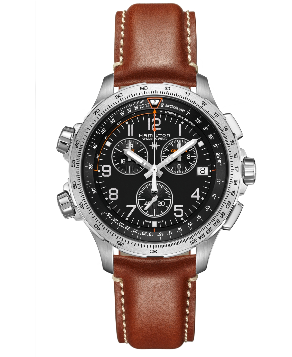 Shop Hamilton Men's Swiss Quartz Khaki Aviation Khaki X-wind Brown Strap Watch 46mm