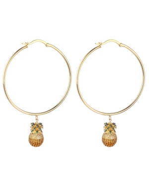 Shop Noir Cubic Zirconia Pineapple Extra Large Hoop Earrings In Gold