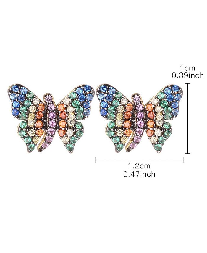nOir Multi-Colored Cubic Zirconia Butterfly Stud Earring - Macy's