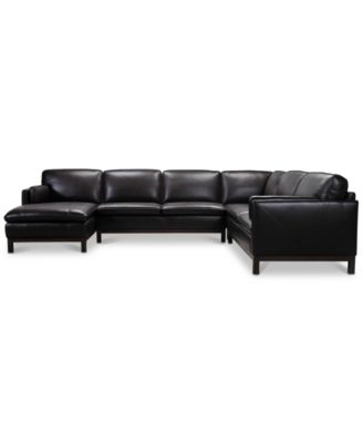 CLOSEOUT! Virton 136" 4-Pc. Leather Chaise Sectional Sofa, Created for Macy's