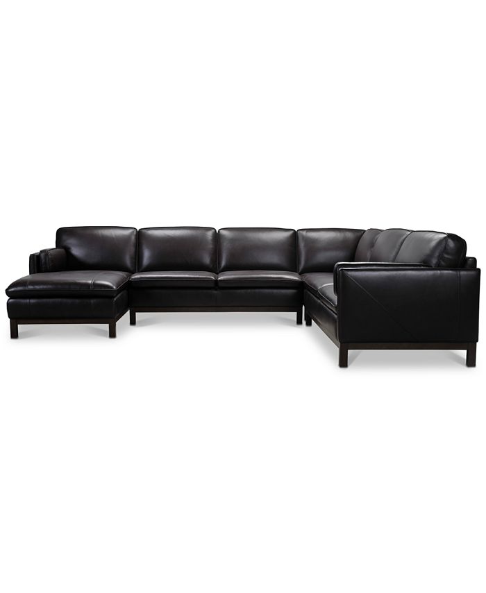 Furniture Virton 136" 4Pc. Leather Chaise Sectional Sofa, Created for