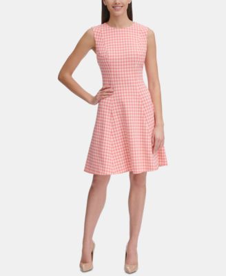 gingham fit and flare dress
