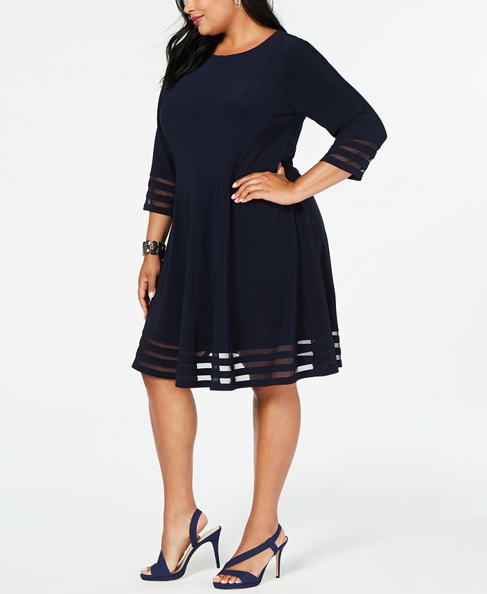 Jessica Howard Plus Size Illusion-Detail Fit & Flare Dress - Macy's