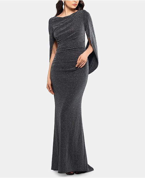 Betsy Adam Metallic Knit Draped Gown Reviews Dresses Women