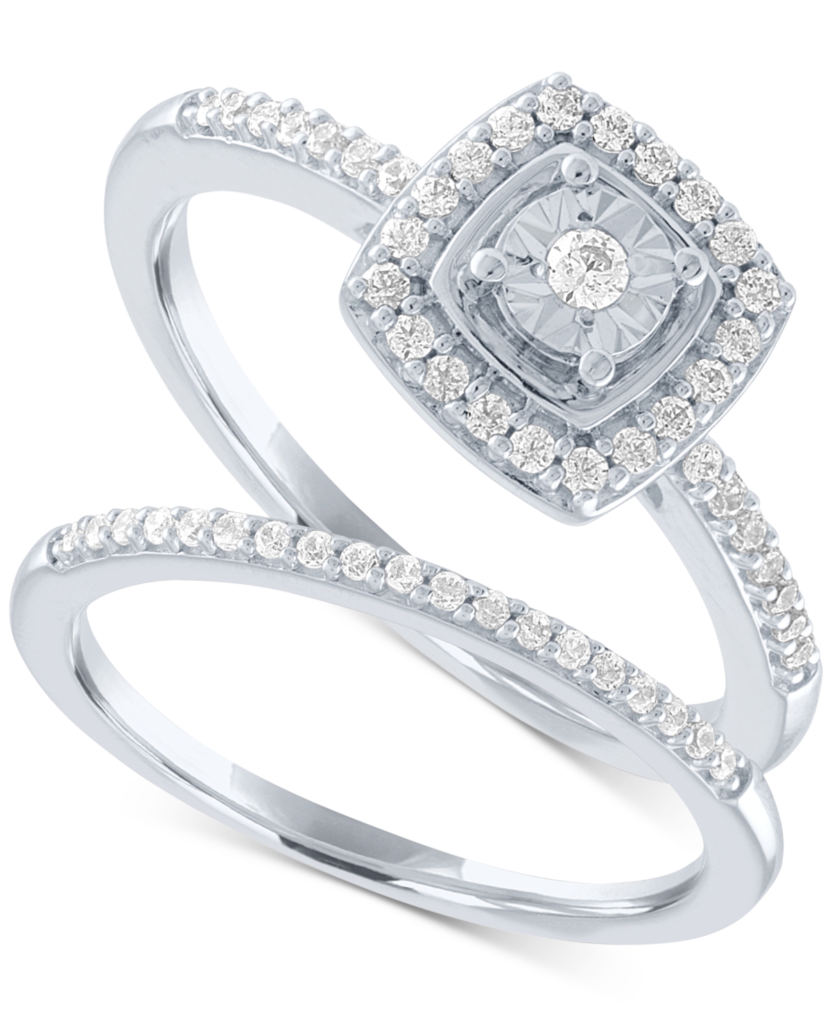 Diamond Bridal Set (1/4 ct. t.w.) in Sterling Silver - Sterling Silver
