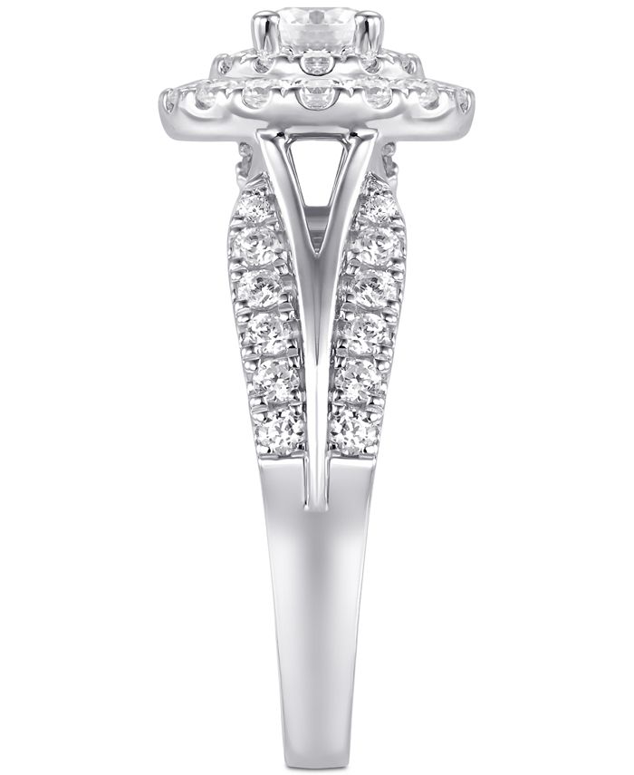 Macy's Diamond Halo Ring (1-1/4 ct. t.w.) in 14k White Gold & Reviews ...