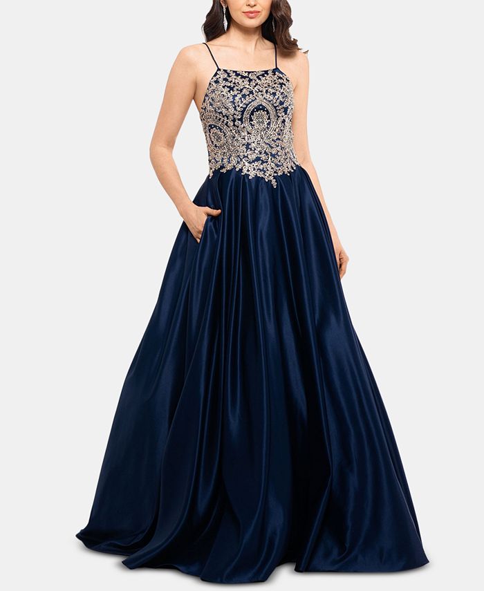Betsy & Adam Embellished-Appliqué Gown - Macy's