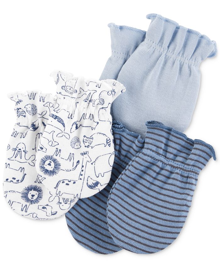 Carter's Baby Boys 3Pk. Printed Cotton Mittens Macy's
