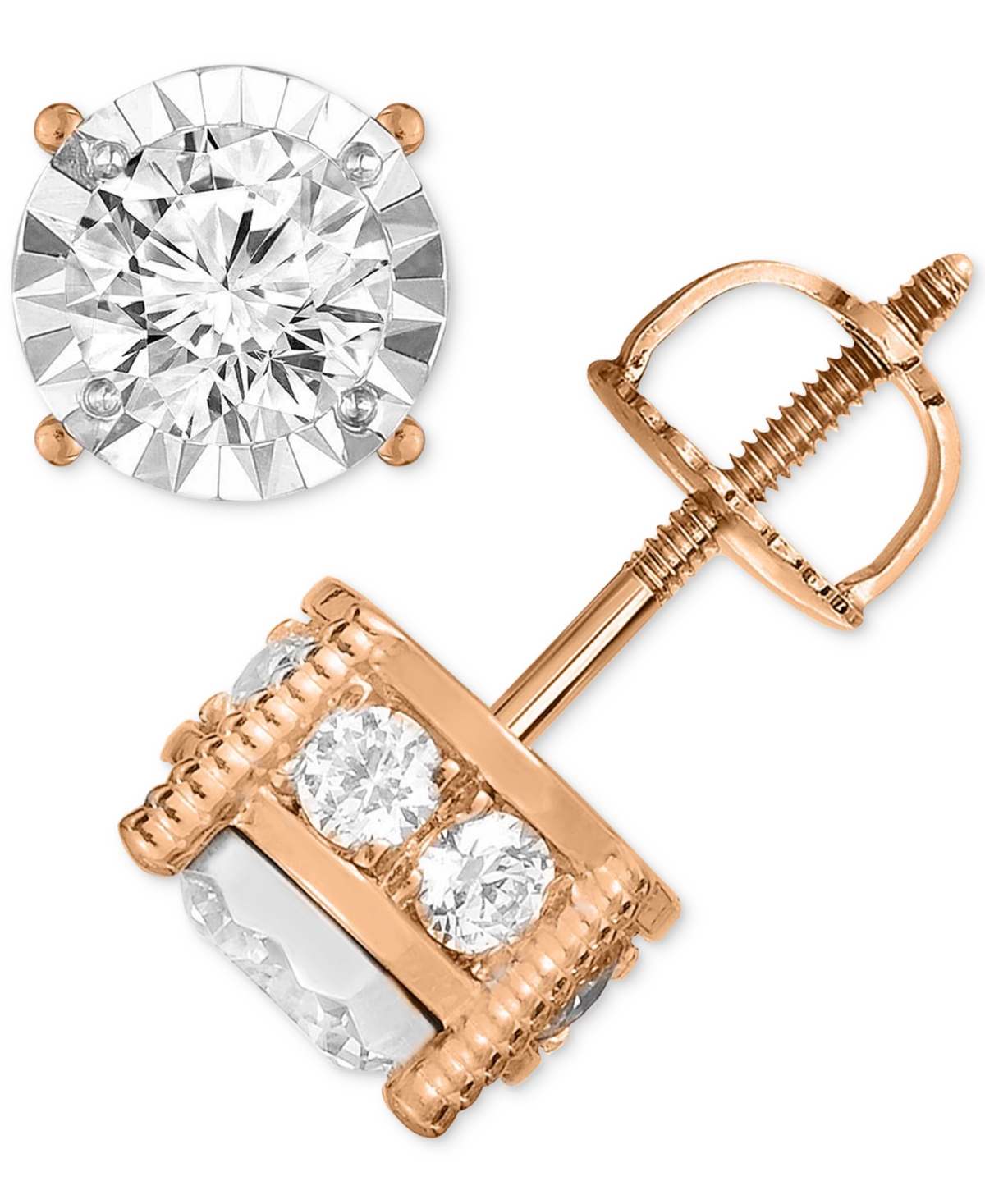 Diamond Stud Earrings (1-1/4 ct. t.w.) in 14k White, Yellow or Rose Gold - Rose Gold