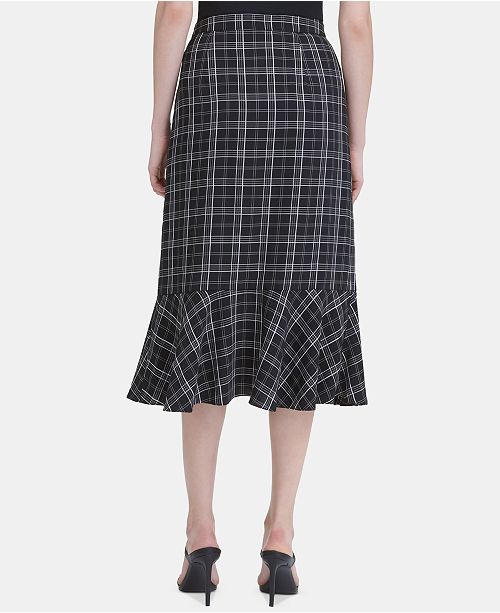 Calvin Klein Ruffled Plaid Midi Skirt & Reviews - Skirts - Women - Macy's