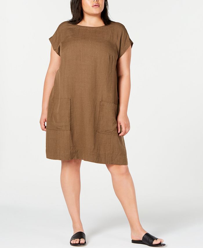 Eileen Fisher Plus Size Boat Neck Shift Dress Macy s