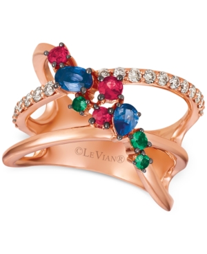 image of Le Vian Multi-Gemstone (5/8 ct. t.w.) & Nude Diamonds (1/3 ct. t.w.) Statement Ring in 14k Rose Gold
