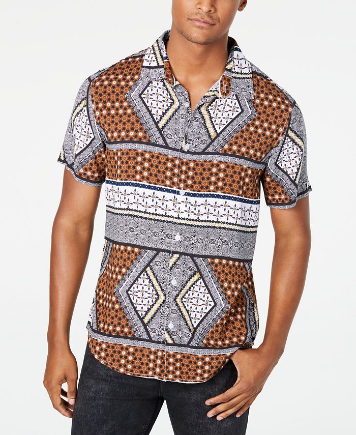 GUESS Men's Rogan Geo-Print Shirt & Reviews - Casual Button-Down Shirts ...