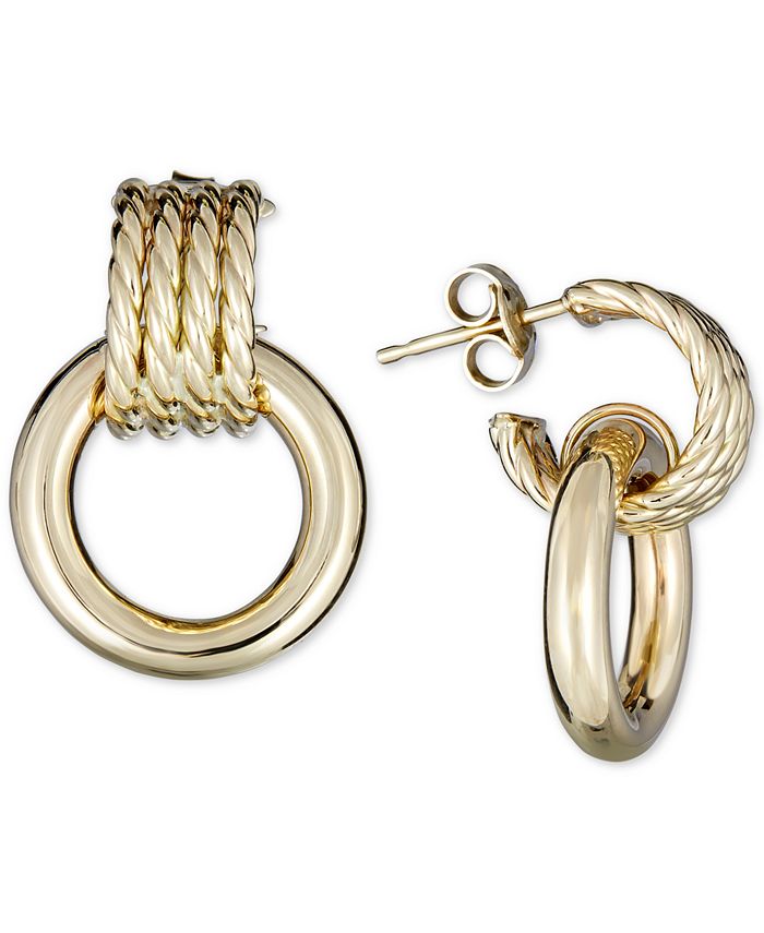 Italian Gold - Rope Drop Earrings in 14k Gold