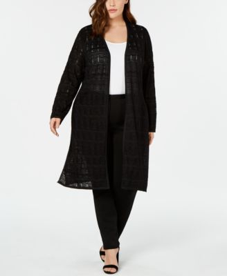 JM Collection - Plus Size Crocheted Duster Cardigan