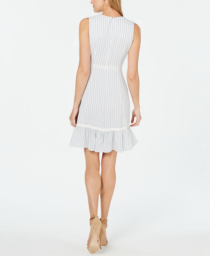 Calvin Klein Seersucker Flounce Dress - Macy's