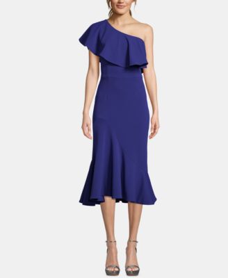 betsy and adam ruffled one shoulder dress