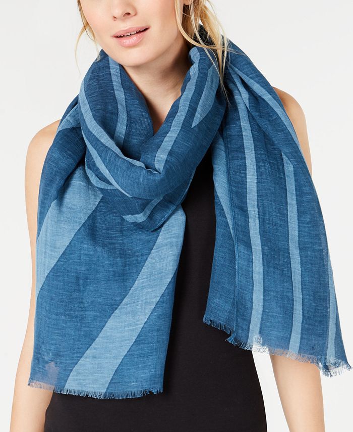 Eileen Fisher Organic Linen Cotton Printed Fringe Trim Scarf Macy s