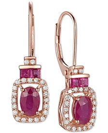 Ruby (1-1/4 ct. t.w.) and Diamond (1/5 ct. t.w.) Rectangle Drop Earrings in 14k Gold (Also Available in Sapphire and Emerald)