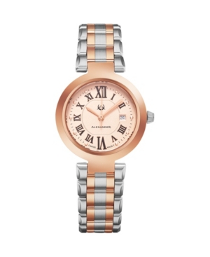 image of Alexander Watch A203B-04, Ladies Quartz Date Watch with Rose Gold Tone Stainless Steel Case on Rose Gold Tone Stainless Steel Bracelet