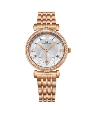 image of Alexander Watch AD202B-04, Ladies Quartz Small-Second Date Watch with Rose Gold Tone Stainless Steel Case with Rose Gold Tone Stainless Steel Bracelet