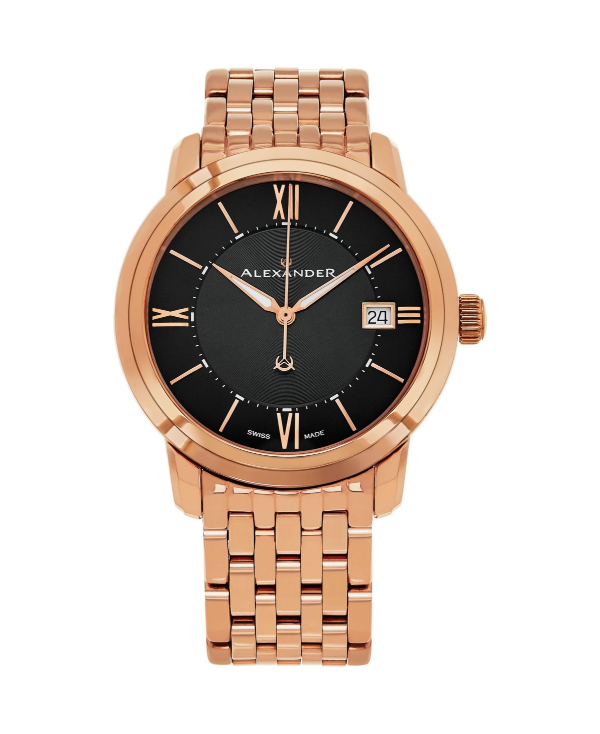 Alexander Watch A111B-07, Stainless Steel Rose Gold Tone Case on Stainless Steel Rose Gold Tone Bracelet - Rose Gold