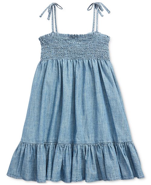 Polo Ralph Lauren Little Girls Chambray Cotton Dress Reviews All Girls Dresses Kids Macy S