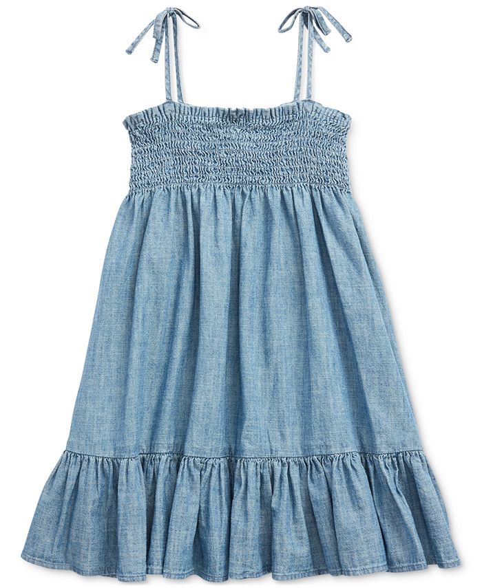 Polo Ralph Lauren Little Girls Chambray Cotton Dress - Macy's
