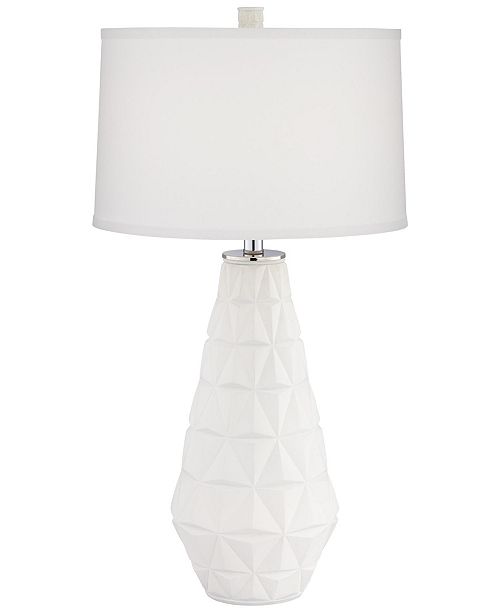 Pacific Coast Kathy Ireland Geometric Poly Matte White Table Lamp