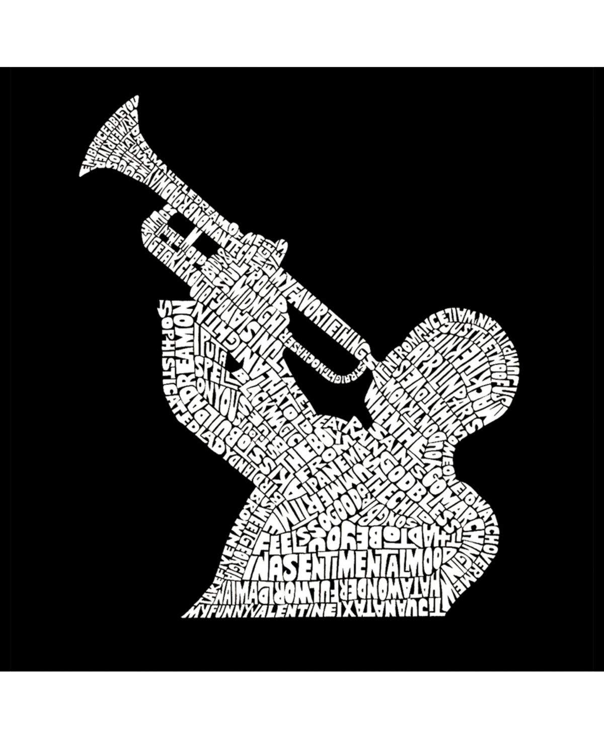 La Pop Art Mens Word Art T-Shirt - All Time Jazz Songs