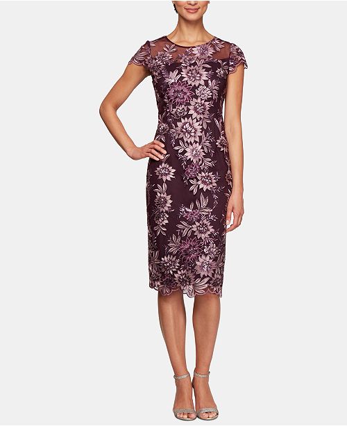 Alex evenings petite embroidered illusion gown clearance