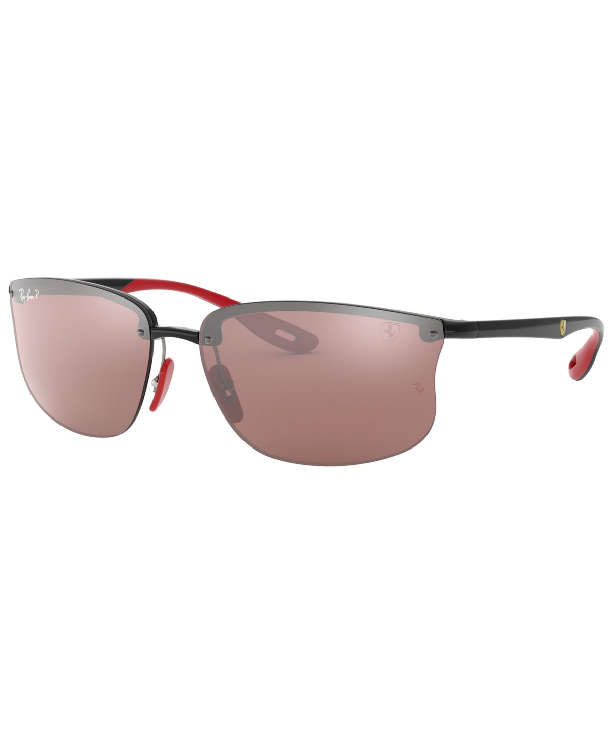 Ray Ban Men's Polarized Sunglasses, Rb4322m Scuderia Ferrari Collection 63 In Black,purple Mir Silver Polar