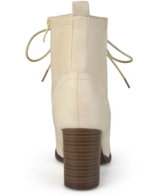 Journee Womens Baylor Medium and Wide Width Lace Up Stacked Heel Booties