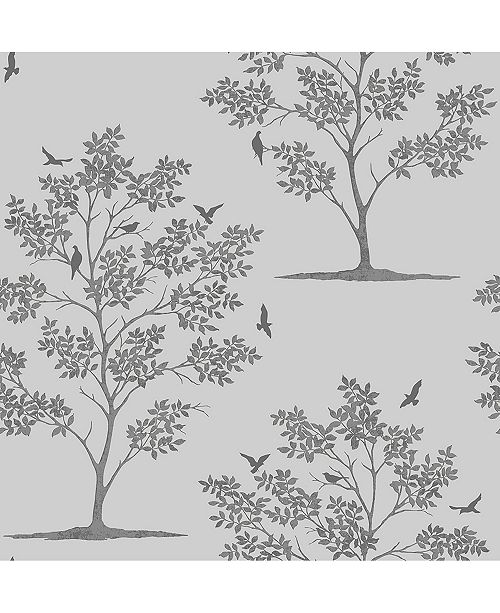 Brewster Home Fashions Woodland Trees And Birds Wallpaper 396 X
