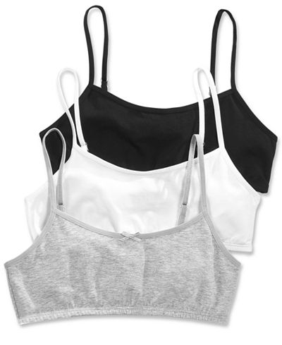 Maidenform Girls Bra, Girls 3-Pack Basic Crop Bras