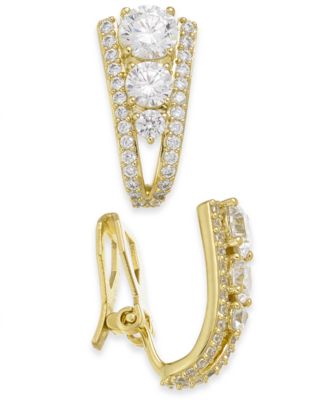 Eliot Danori - Cubic Zirconia Clip-On Hoop Earrings