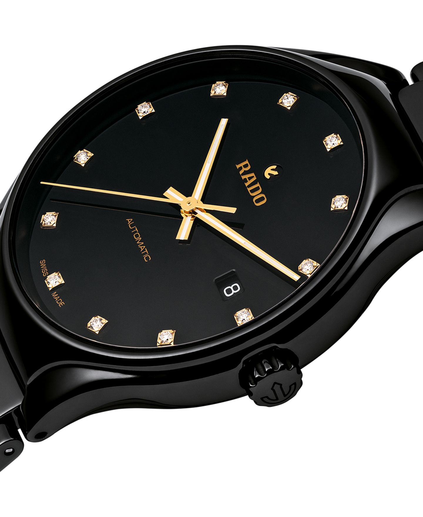 Швейцарские автоматические часы Rado True унисекс, керамический браслет, бриллианты, 40 мм — фото 9