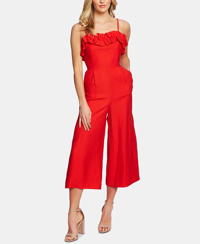 CeCe RuffleNeck Cropped Jumpsuit Macy's