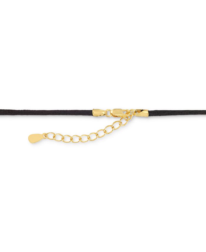 Macy's Diamond Accent & Enamel Leopard Silk Cord Pendant Necklace in ...