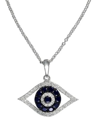 EFFY® Sapphire (1/4 ct. t.w.) and Black and White Diamond (1/8 ct. t.w ...