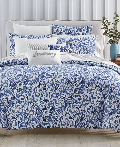 Charter Club Textured Paisley Cotton 300 Thread Count 3 Pc King