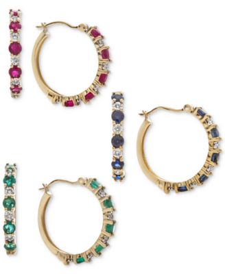 Macy's Gemstone & Diamond Accent Hoop Earring Collection & Reviews ...