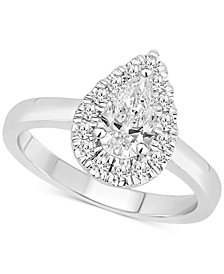Diamond Pear Halo Engagement Ring (1 ct. t.w.) in 14k White, Yellow or Rose Gold