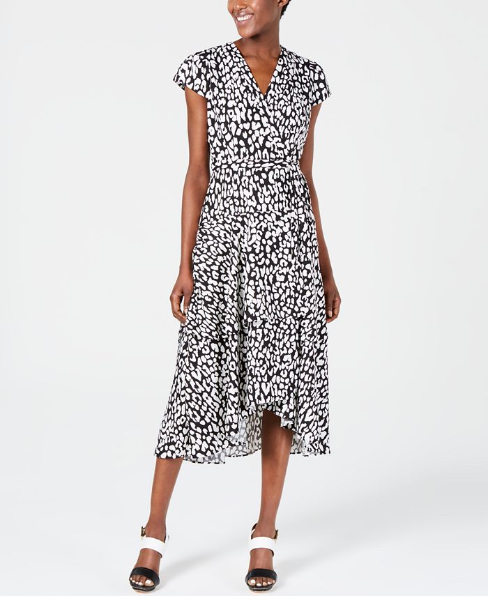 Calvin Klein Animal-Print High-Low Wrap Dress & Reviews - Dresses - Women -  Macy's