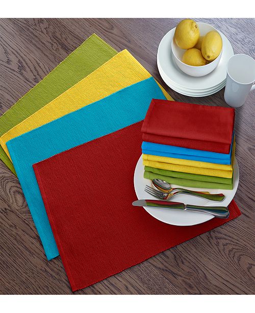 Elrene Santa Clara Solid Cotton Placemat and Napkin Set of 16