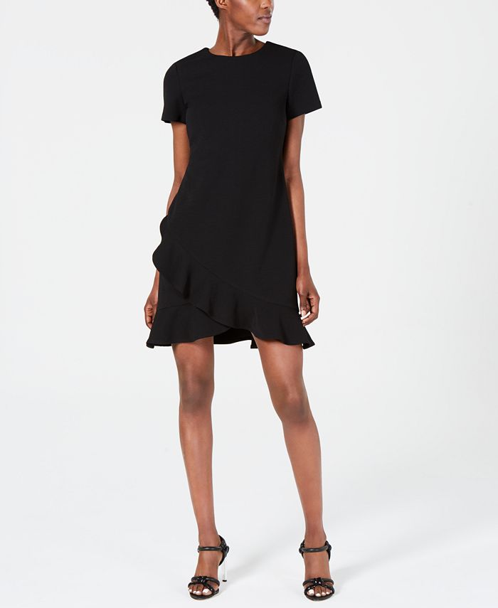 Calvin Klein Ruffled Scuba Crepe Dress - Macy's