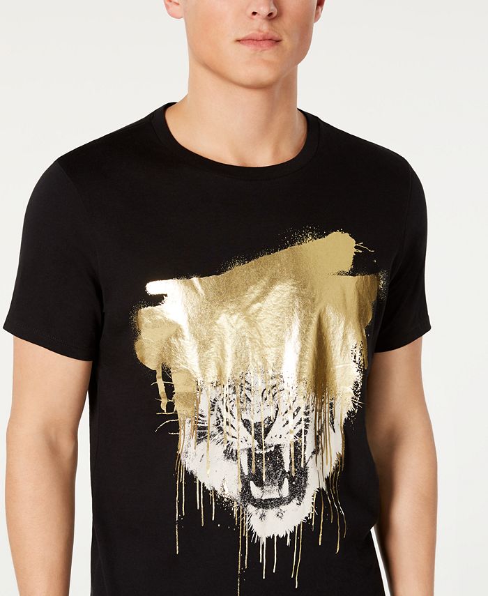 GUESS Men's Gold Foil Spray Tiger T-Shirt - Macy's