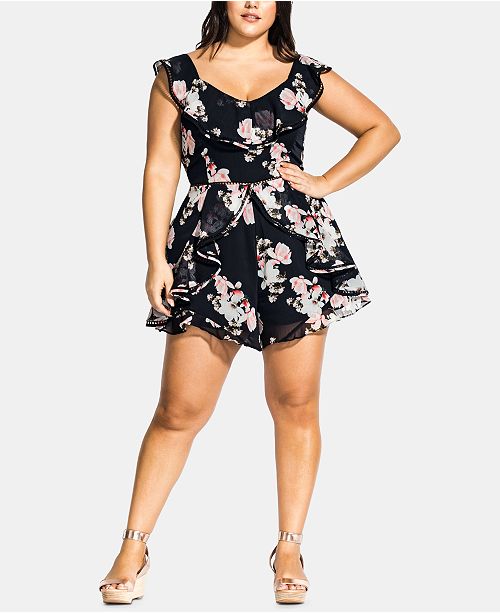 City Chic Trendy Plus Size Floral-Print Jumpsuit & Reviews ...